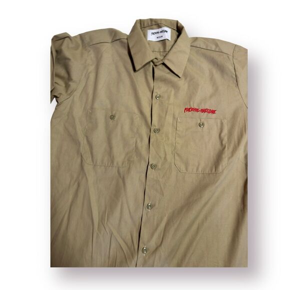 F*cking Awesome Button Up Long Sleeve Rare Y2K Beige Streetwear VTG Shirt Medium - Picture 4 of 5